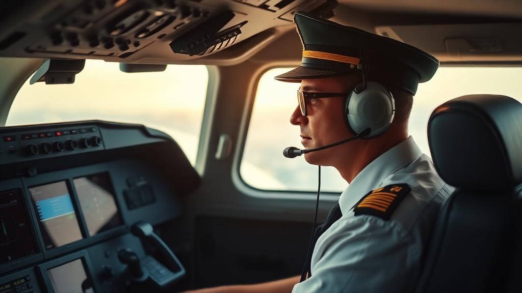 Pilote dans un cockpit d'avion commercial