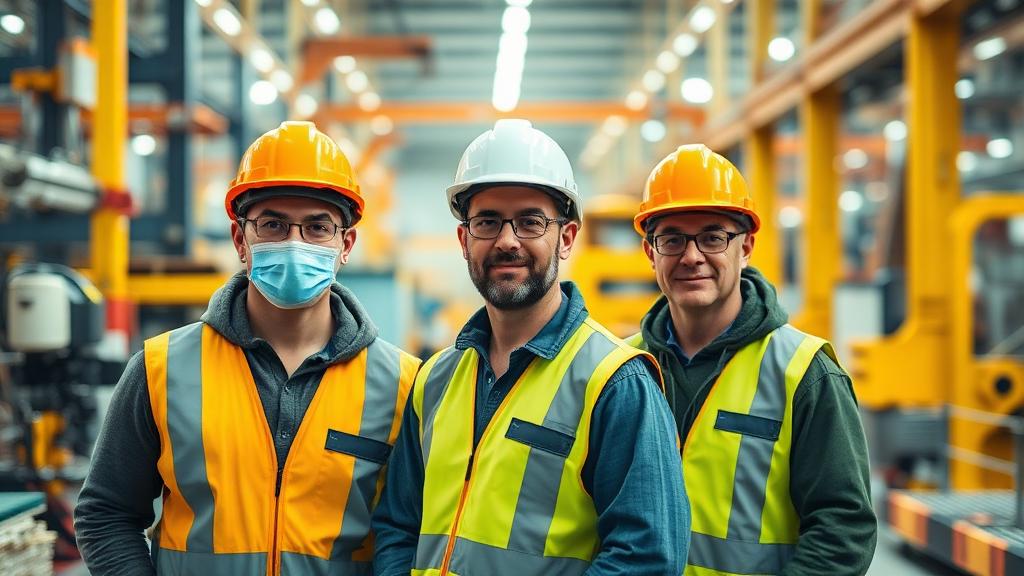 Ouvriers dans une usine de production industrielle