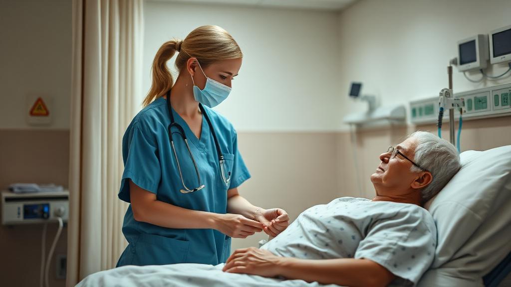 Infirmière prodiguant des soins à un patient